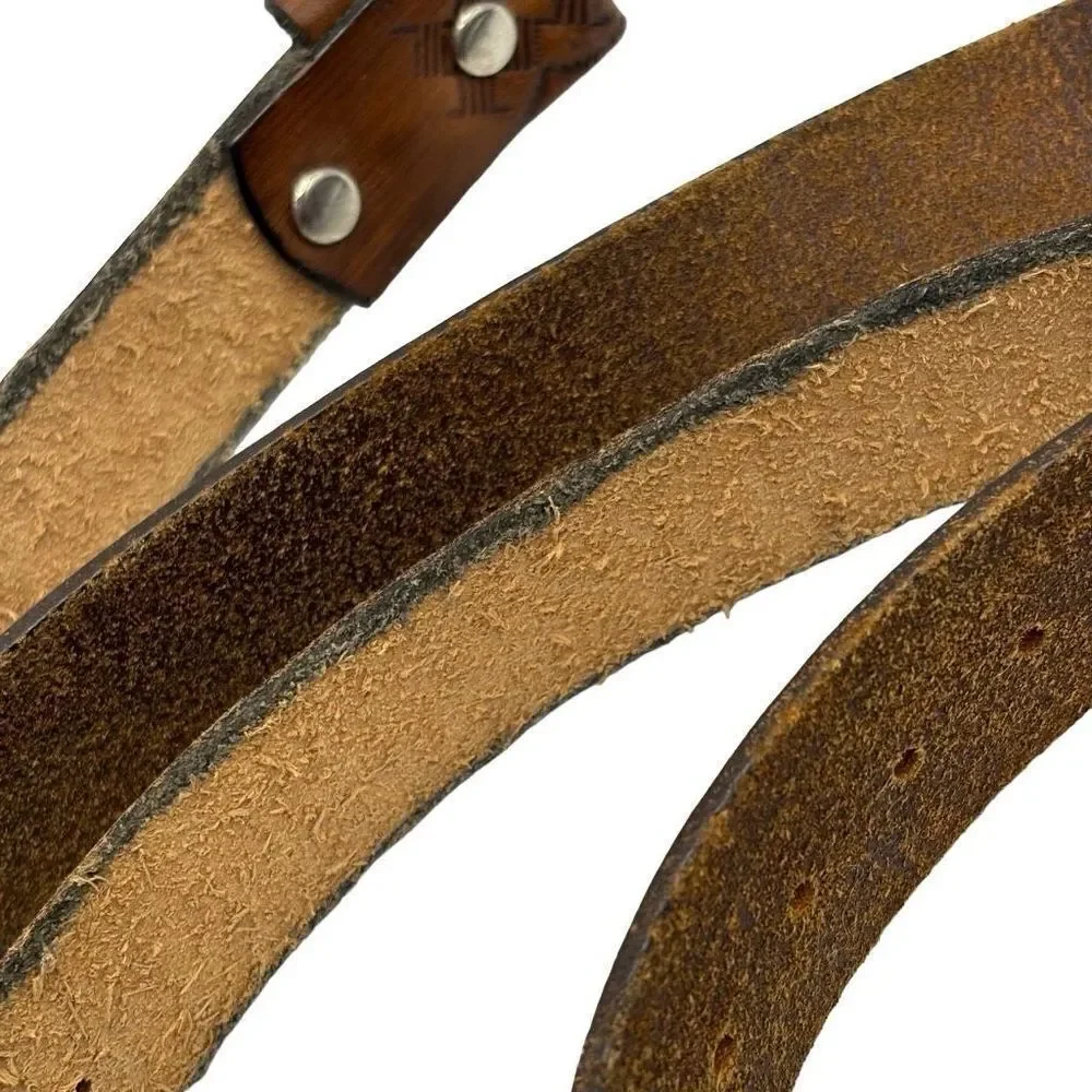Set of 2 Genuine‎ Leather Western Belts Brown Size 48